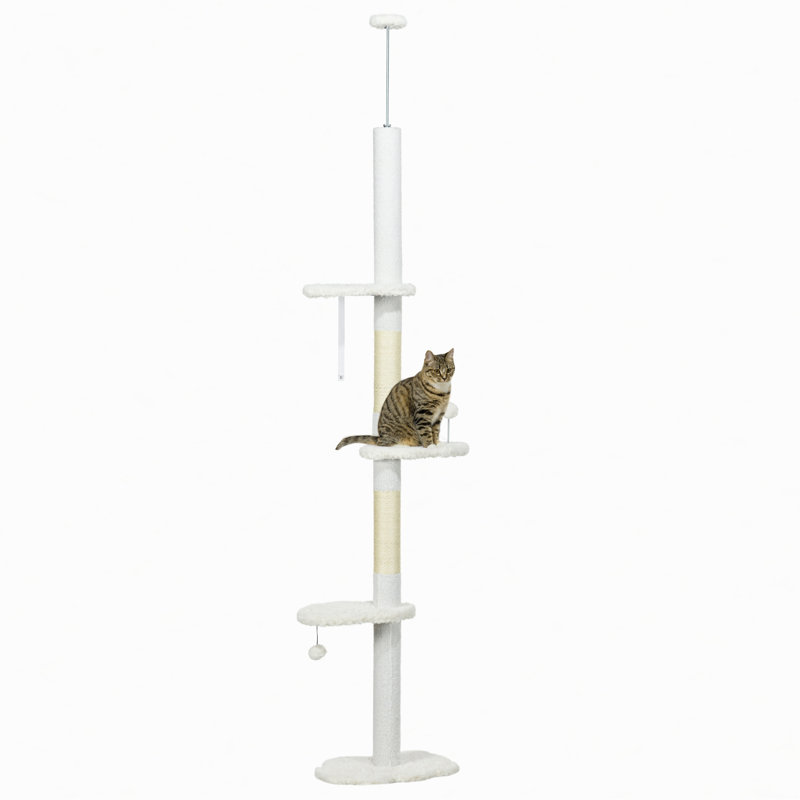 Arbre à chat à hauteur réglable 88,5 "à 100,5" avec poteaux à griffer et plateformes en forme de nuage