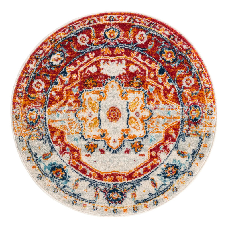 Hagedorn Oriental Area Rug, Round 3', Red