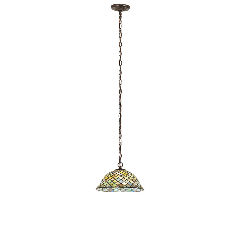 12" Wide Tiffany Fishscale Pendant