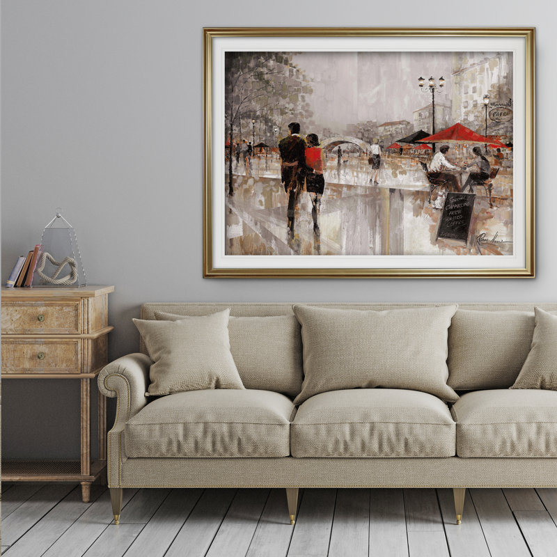Reproduction sur toile « Charm » Arianie, Impression encadrée avec passe-partout, H 31 po x l 43 po, Doré