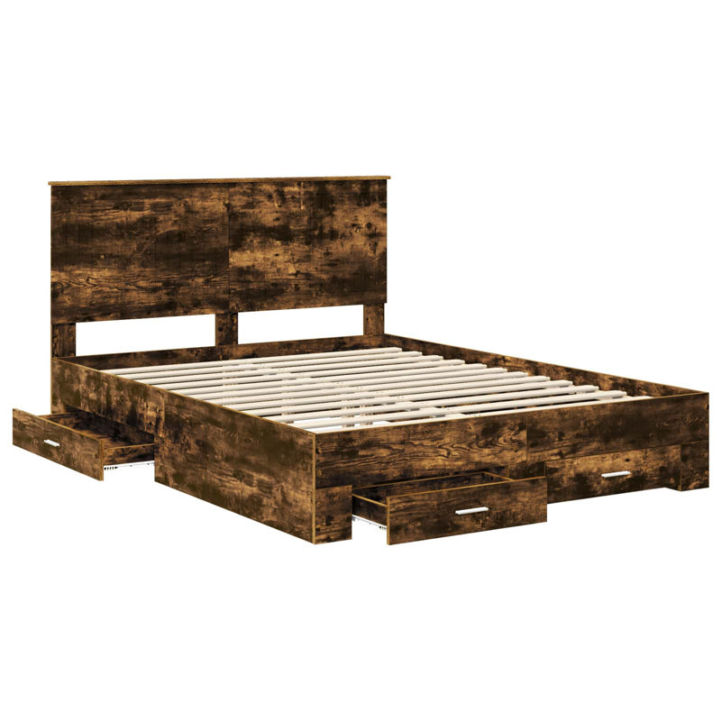 Bed, Smoked Oak, Kingsize (5')