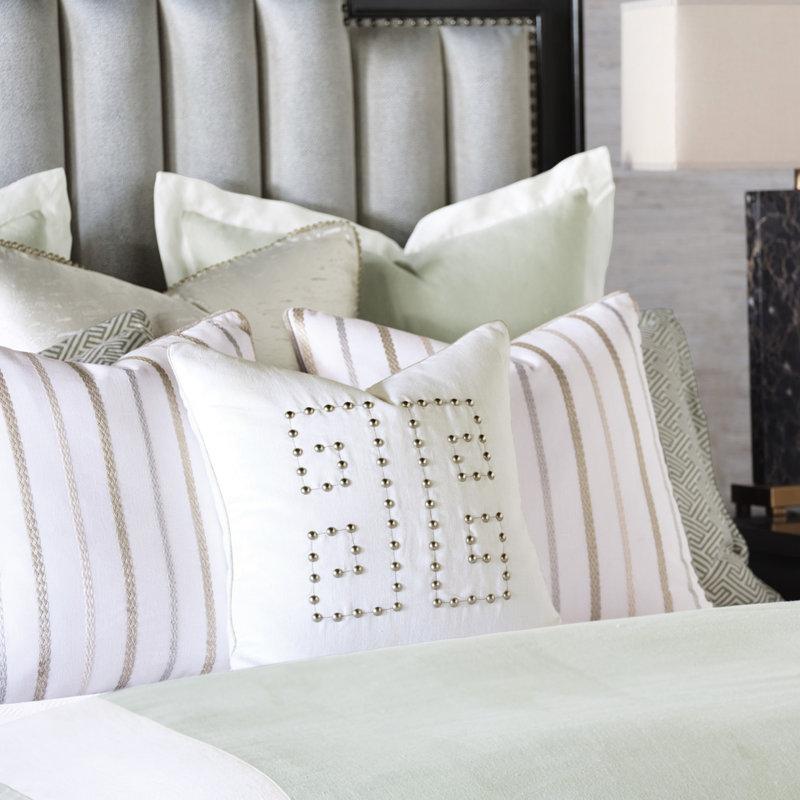 Linen Square Pillow Cover & Insert, Greek Key