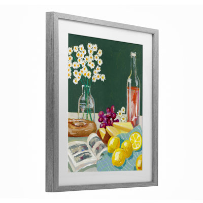 «Cheese, Wine and Lemon Still Life», reproduction encadrée sous verre, conception de Rachael Reese