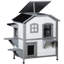 Chenil d'extérieur pour chat 2 étages - Enclos en bois pour chats, porte de secours, toit ouvert, plateformes de saut, maison blanche avec petite trappe