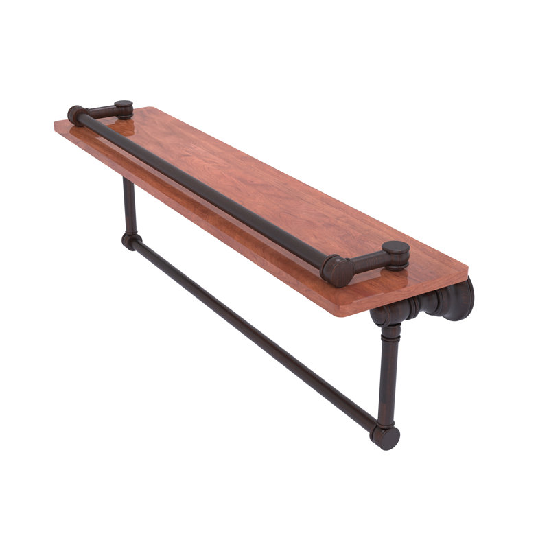Freyja Ironwood Bracket Shelf with Towel Bar, 5.54" H x 22" W x 7.4" D, Venetian Bronze