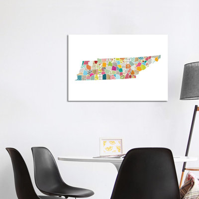 Tennessee Quilted Collage Map 1 Piece Wrapped Canvas Wall Art