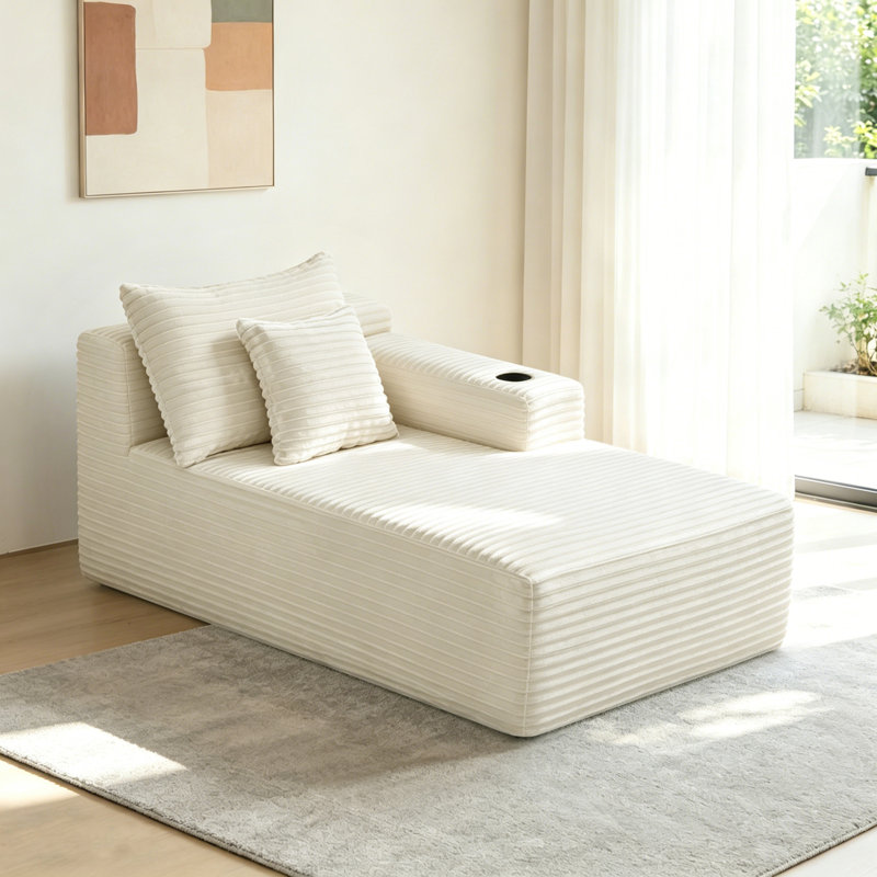 Canapés modulaires à compression, canapé méridienne Cloud avec porte-gobelet, tissu moelleux