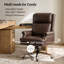 Eulalia Transitional High-Back Genuine Leather Executive Office Chair with Nailhead Trim and Tilting Function-1167378531