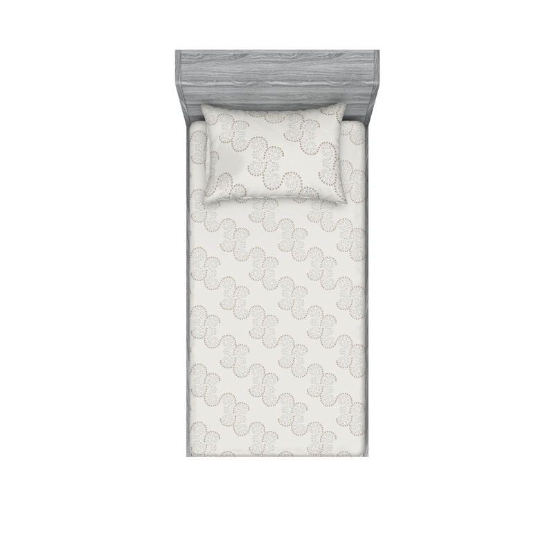 Drap-housse et taie décorative Ambesonne, Ensemble de draps pour lit simple avec 1 taie d'or