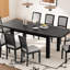 Ensemble de table de salle à manger extensible rustique de 84 pouces avec rallonge amovible de 24 pouces, 6 chaises de salle à manger rembourrées sans accoudoirs et 2 chaises rembourrées, 9 pièces-410537992