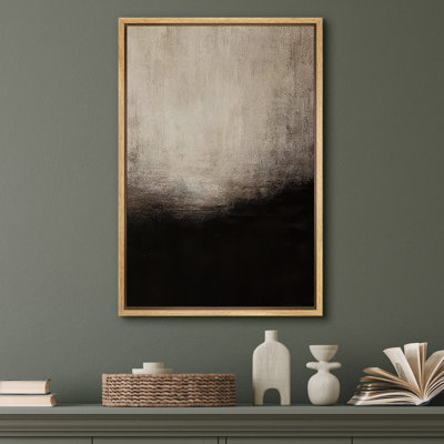 Impression sur toile encadrée noire et grise abstraite pour décor de salon