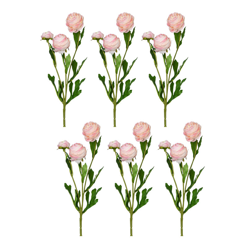 Ensemble de 6 fleurs de bouton d'or Audet, Rose