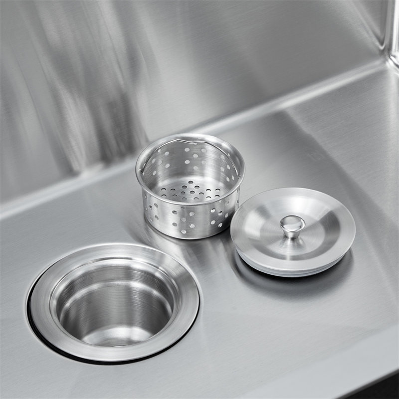 Barre d'évier de cuisine 25 po à cuve simple en acier inoxydable