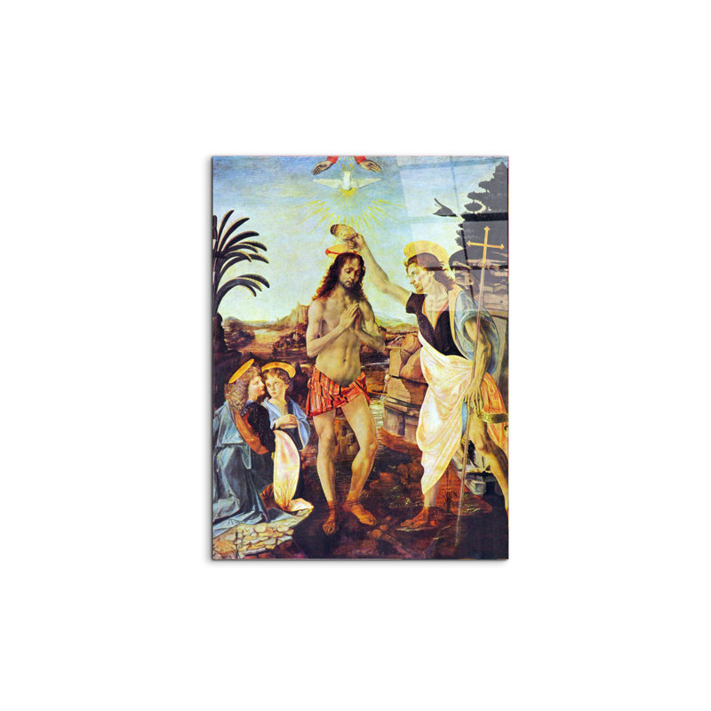 The Baptism of Christ By Da Vinci Leonardo 80cm H X 60cm W CrystalArt Material Acrylic Glass Effect, Frameless Panel Lightweight Ready to Hang