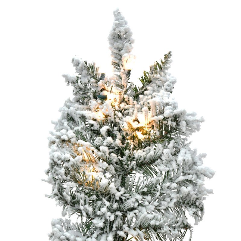 Utica Flocked Fir Slim Artificial Christmas Tree, 9' H