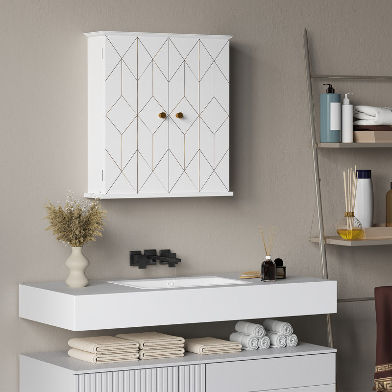 Wall Mounted Bathroom Cabinet, Bathroom Medicine Cabinet With 2 Doors, White