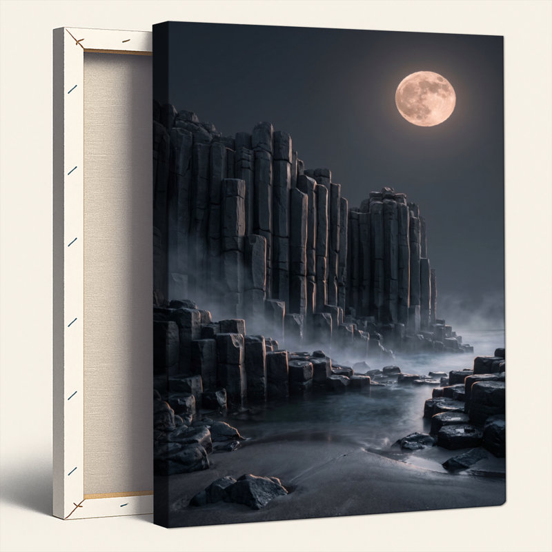 «Gallery Wrap», art mural sur toile pour le salon, la chambre à coucher, le bureau ou le vestibule - décoration murale décorative avec des falaises au clair de lune
