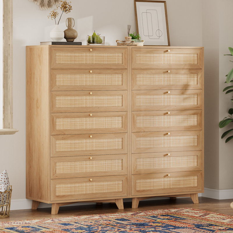 Grande commode 7 tiroirs en rotin 7 tiroirs