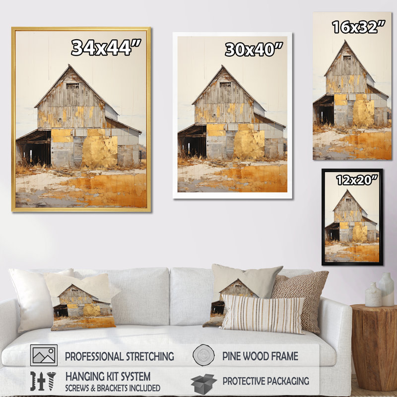 Minimalisme grange atténuée IV sur toile, H 32 po x l 16 po x P 1 po, Cadre flottant noir