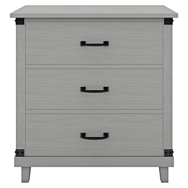 Table de chevet moderne en bois avec 3 tiroirs Annemone, Gris