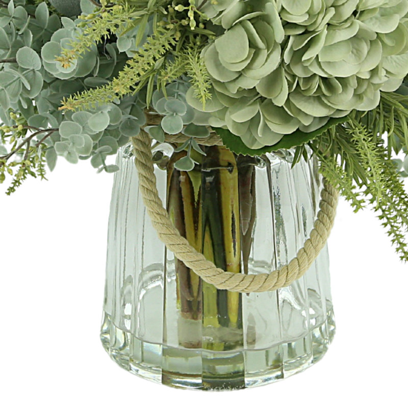 Hydrangea And Eucalyptus Arrangement in Vase