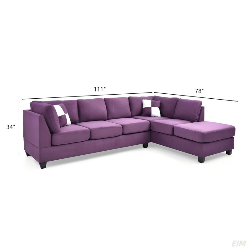 Canapé modulaire pour salon modulaire (sans repose-pieds) (modulaire), Microfibre mauve