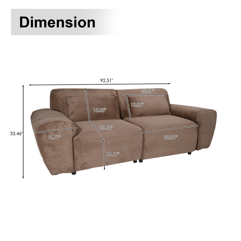 Canapé modulaire à assise profonde modulaire, Varnam, Brown