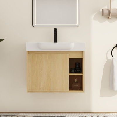 Marnar 28'' Wall-Mounted Single Bathroom Vanity With Ceramic Vanity Top