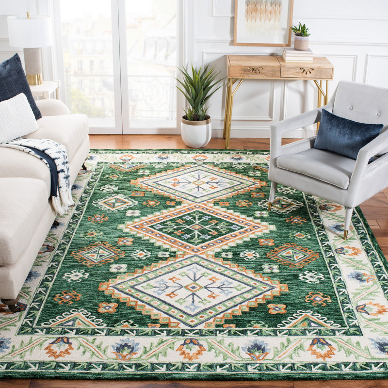 Tapis en laine touffeté à la main Southwestern, Rectangle 8 pi x 10 pi