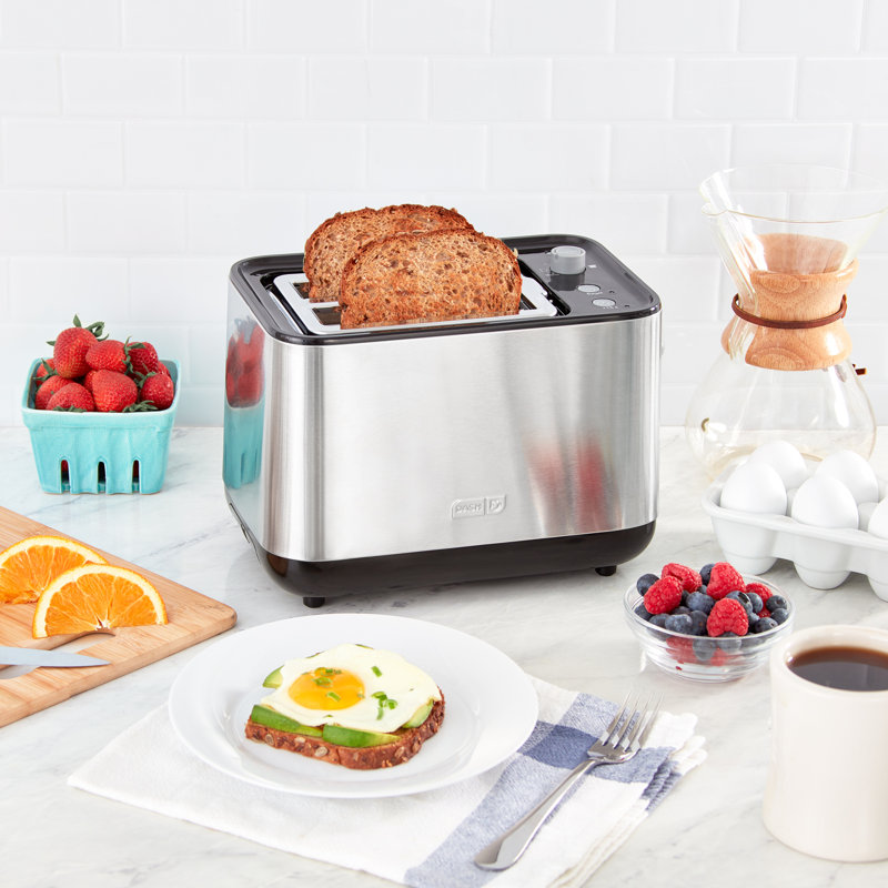 Dash SmartStore 2-Slice Toaster, Black/Chrome