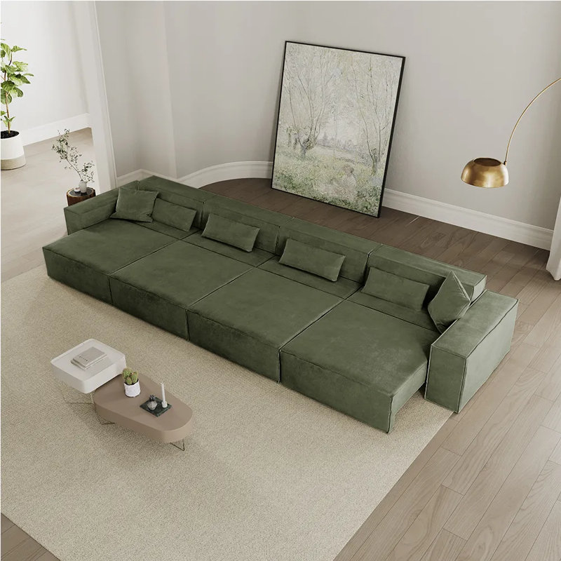 Barrett Power Sofa Bed, Dark Green, 27.16" H x 170.87" W x 39.37" D, 5