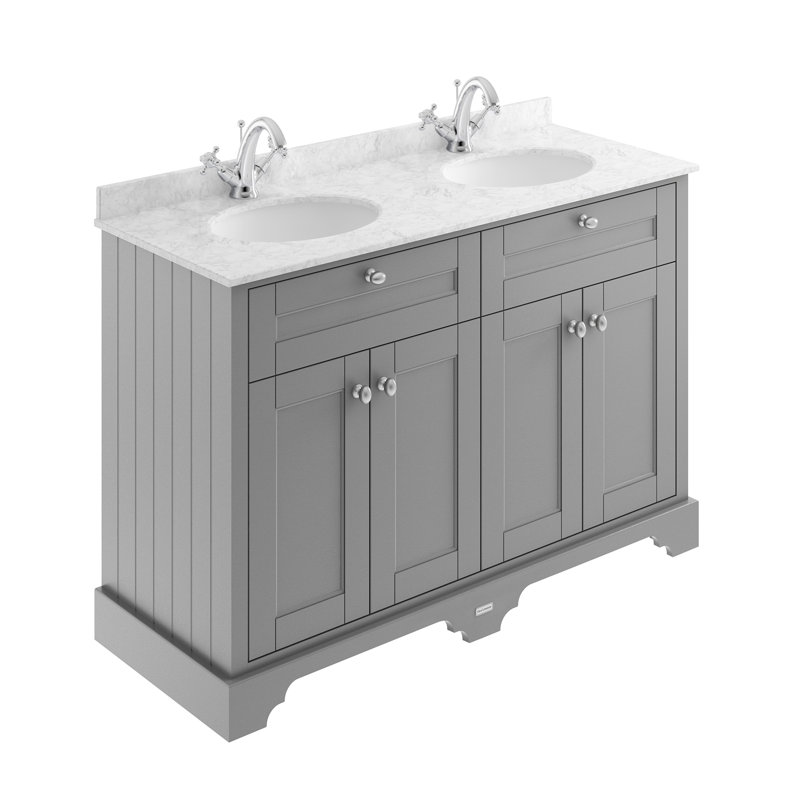 Old London 1200mm Free-Standing Vanity Unit, White, Storm Grey