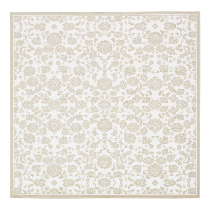 Tapis blanc / beige Danazia, Carré 8 pi