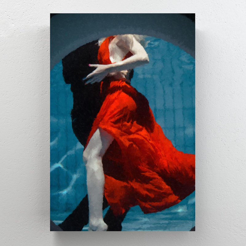 Couple of Dancing Under The Pool - Reproduction d'art graphique sur toile tendue 1 pièce, H 36 po x l 24 po