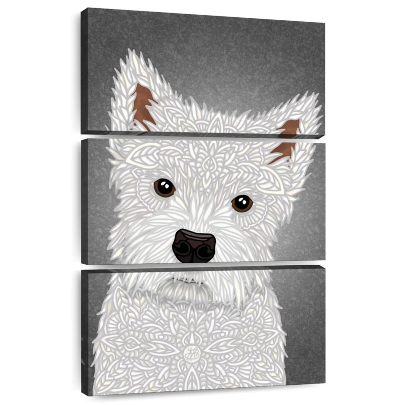 Brampt, mignon portrait de West Highland Terrier, H 38 po x l 24 po
