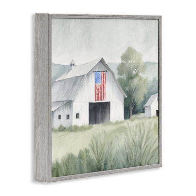 Home USA Flag Barn Framed Giclee, design by Kim Allen