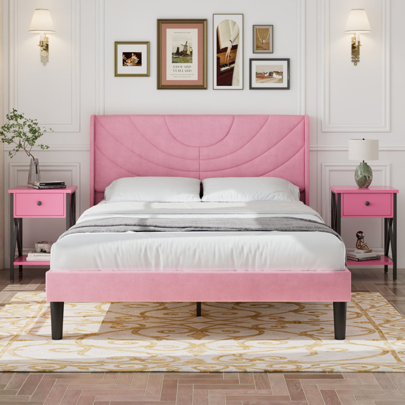 Ensemble de chambre à coucher rembourrée 3 pièces, Grand lit