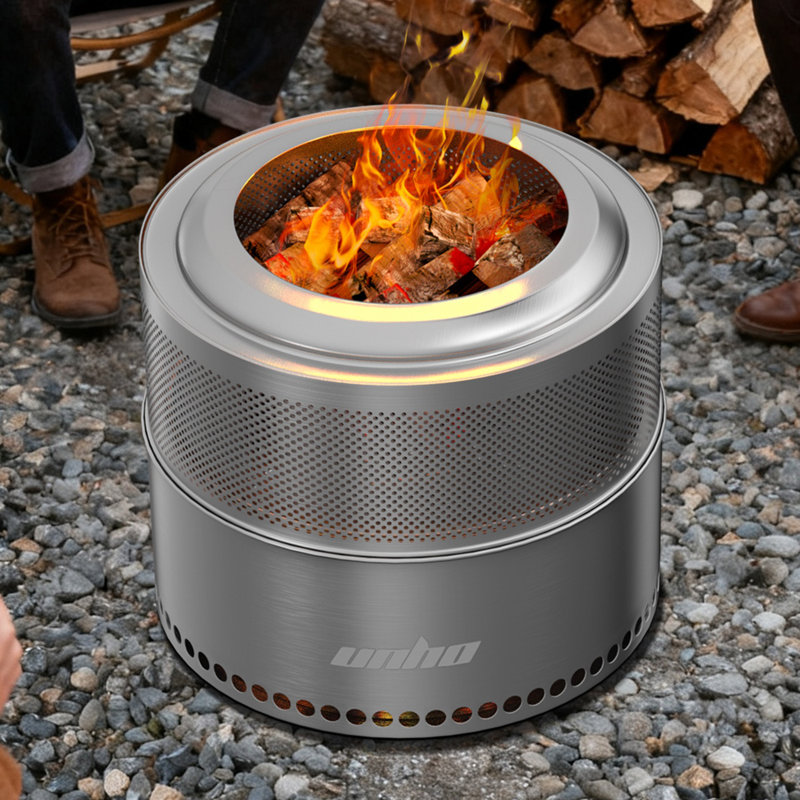 Outdoor Smokeless Fire Pit Stainless Steel Burning Warm Windproof Camping Stove