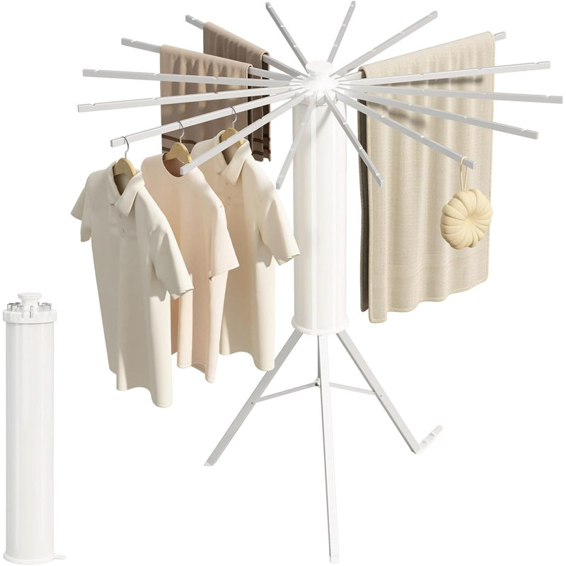 Séchoir à vêtements sur trépied - portatif et pliable avec 16 tringles