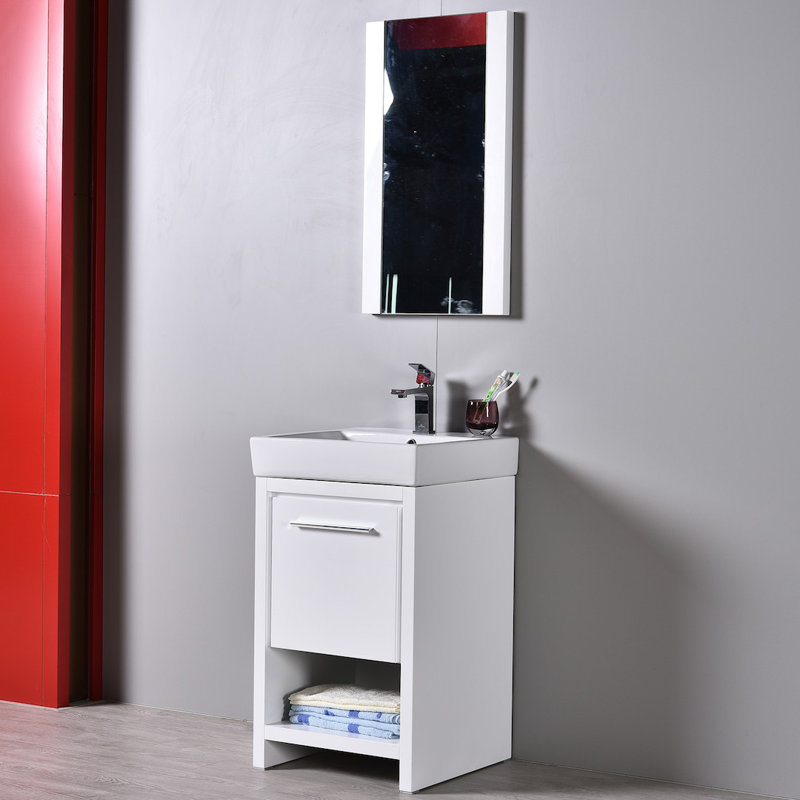 Artemis 20.375'' Single Bathroom Vanity with Ceramic Top, Glossy White