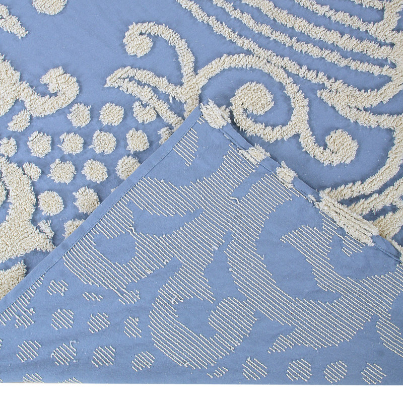 Couvre-lit / couvre-lit à motif floral 100% coton Florence, Bleu, Ensemble de courtepointe très grand