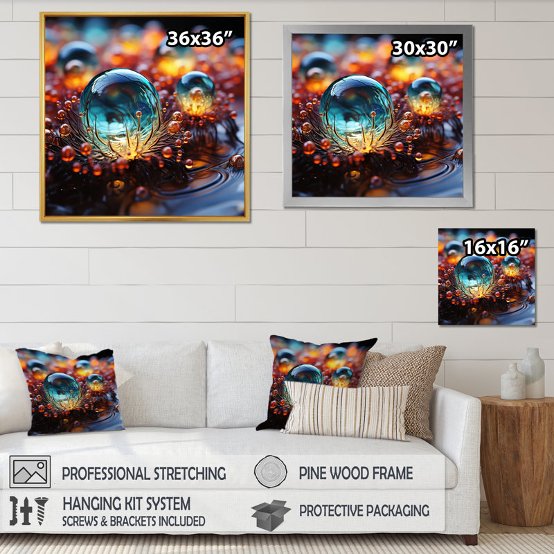 «Molecules Microscopic Wonders I - Abstract Shapes», reproduction d'art mural, H 16 po x l 16 po, Cadre photo argenté