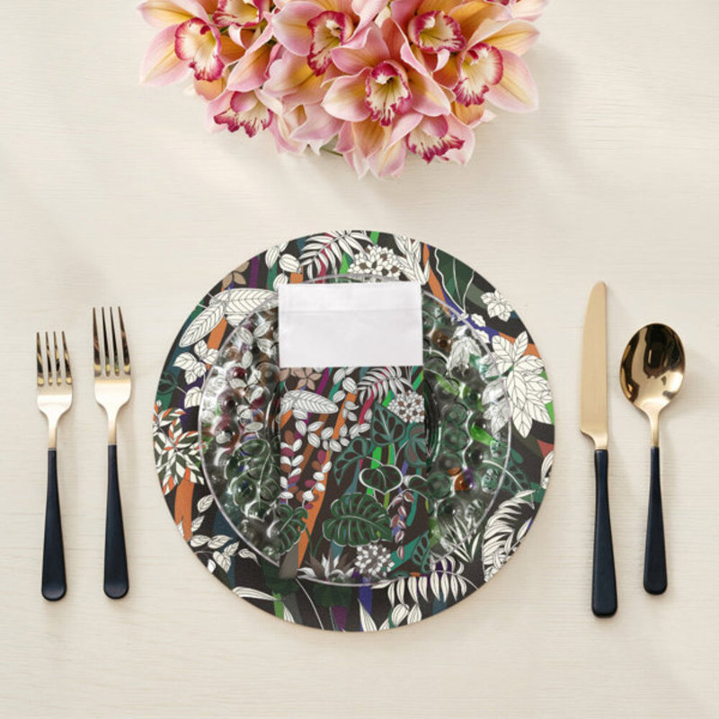 Serviettes de table en satin de coton Sabi Jungle, Chocolat