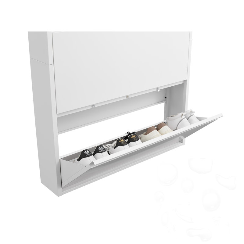 12 Pair Shoe Storage Cabinet, Blanc