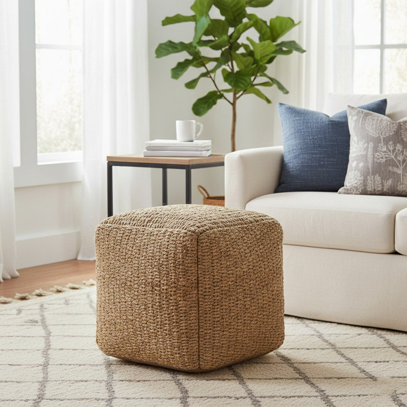 Nora 18" Wide Square Pouf Ottoman