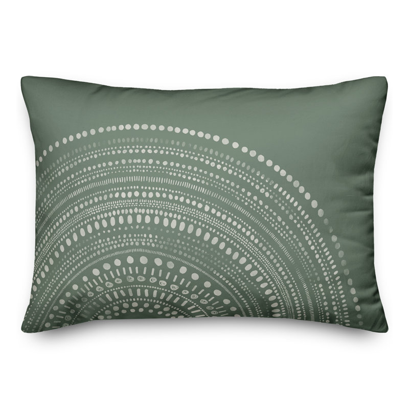 Housse et insert de coussin rectangulaire pour l'extérieur Circle Dot, Vert, Géométrique 1