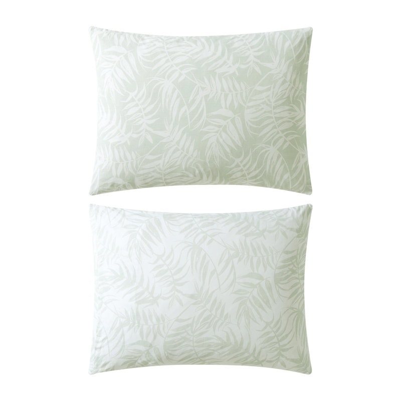 Art of Palms Cotton Comforter Set, Queen Comforter + 2 Standard Shams, Blue Floral