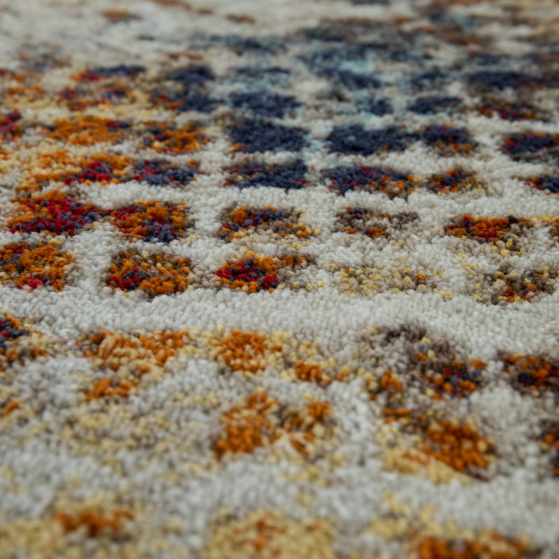 Tapis rouille / bleu / beige Antashia, Rectangle 5 pi 3 po x 7 pi 3 po
