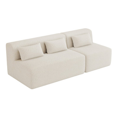 Canapé modulaire à 2 places avec coussins de 76,3 po de large beige Beige