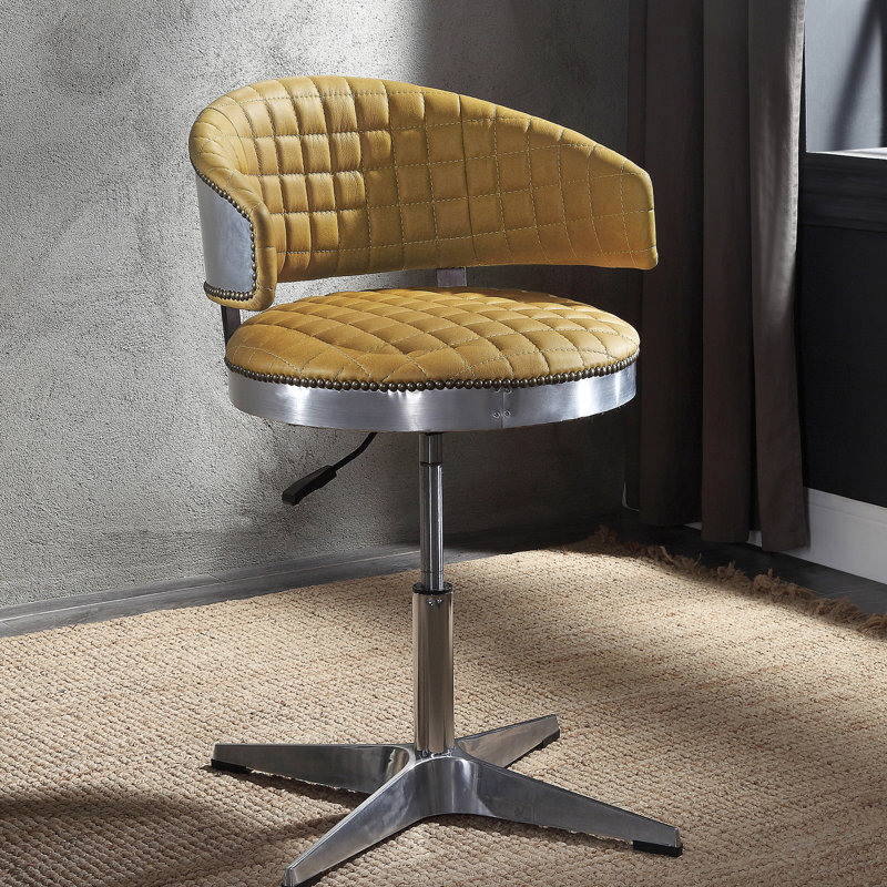Tabouret réglable avec structure en cuir de curcuma et -